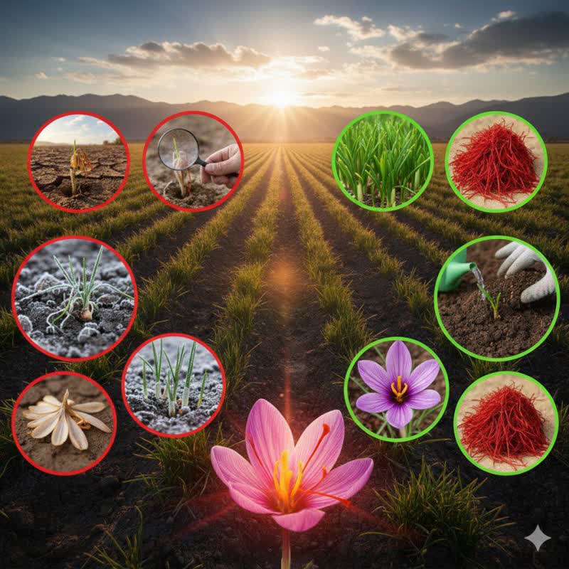 ۱۰ علت ضعیف بودن کلاله‌ی زعفران + راه تقویت